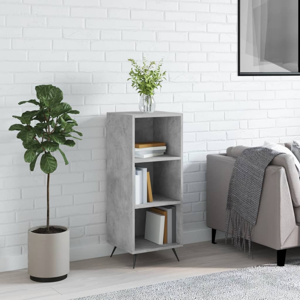 Concrete gray shelving cabinet 34.5x32.5x90 cm engineered wood