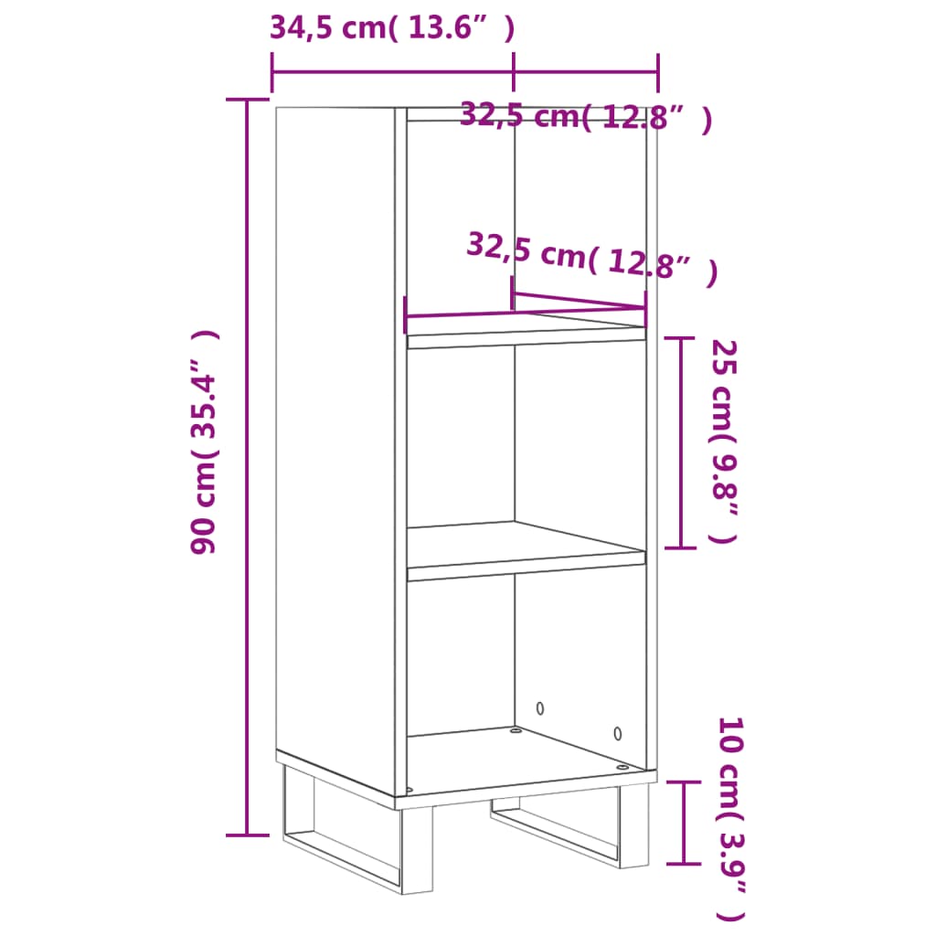 Buffet blanc 34,5x32,5x90 cm bois d'ingénierie