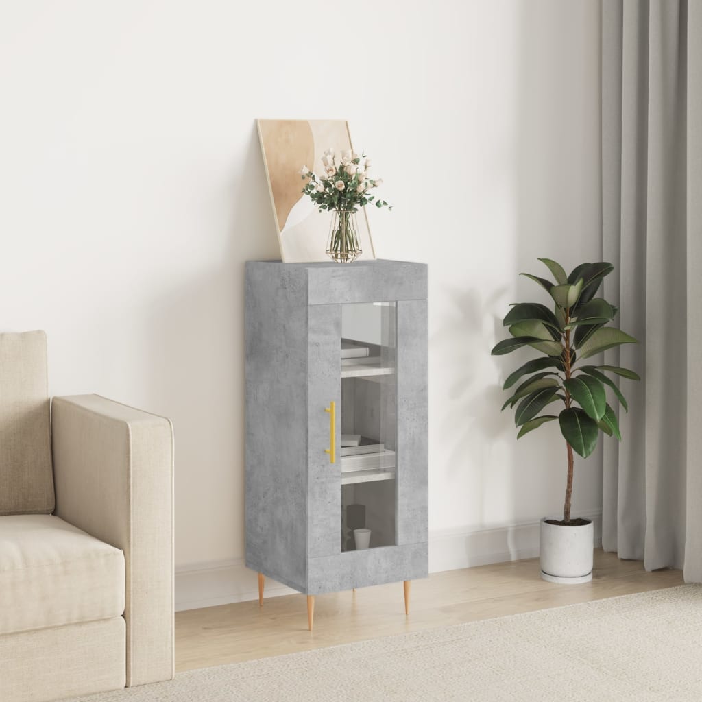 Buffet Gris béton 34,5x34x90 cm Bois d'ingénierie