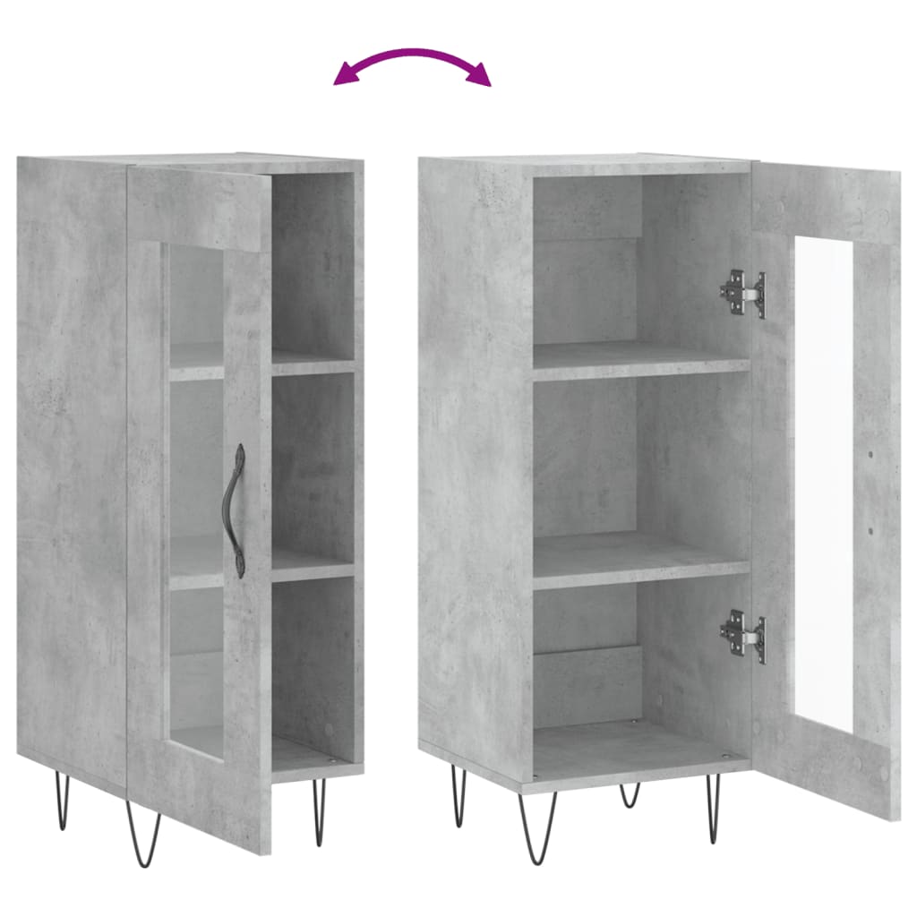 Buffet Gris béton 34,5x34x90 cm Bois d'ingénierie