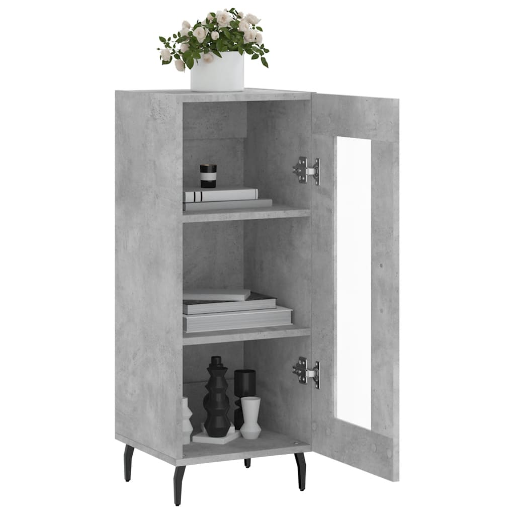 Buffet Gris béton 34,5x34x90 cm Bois d'ingénierie