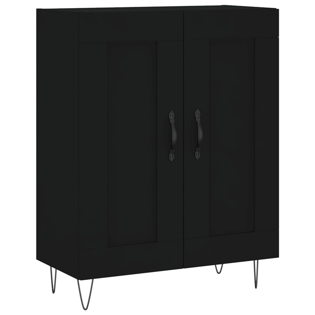 Buffet noir 69,5x34x90 cm bois d'ingénierie