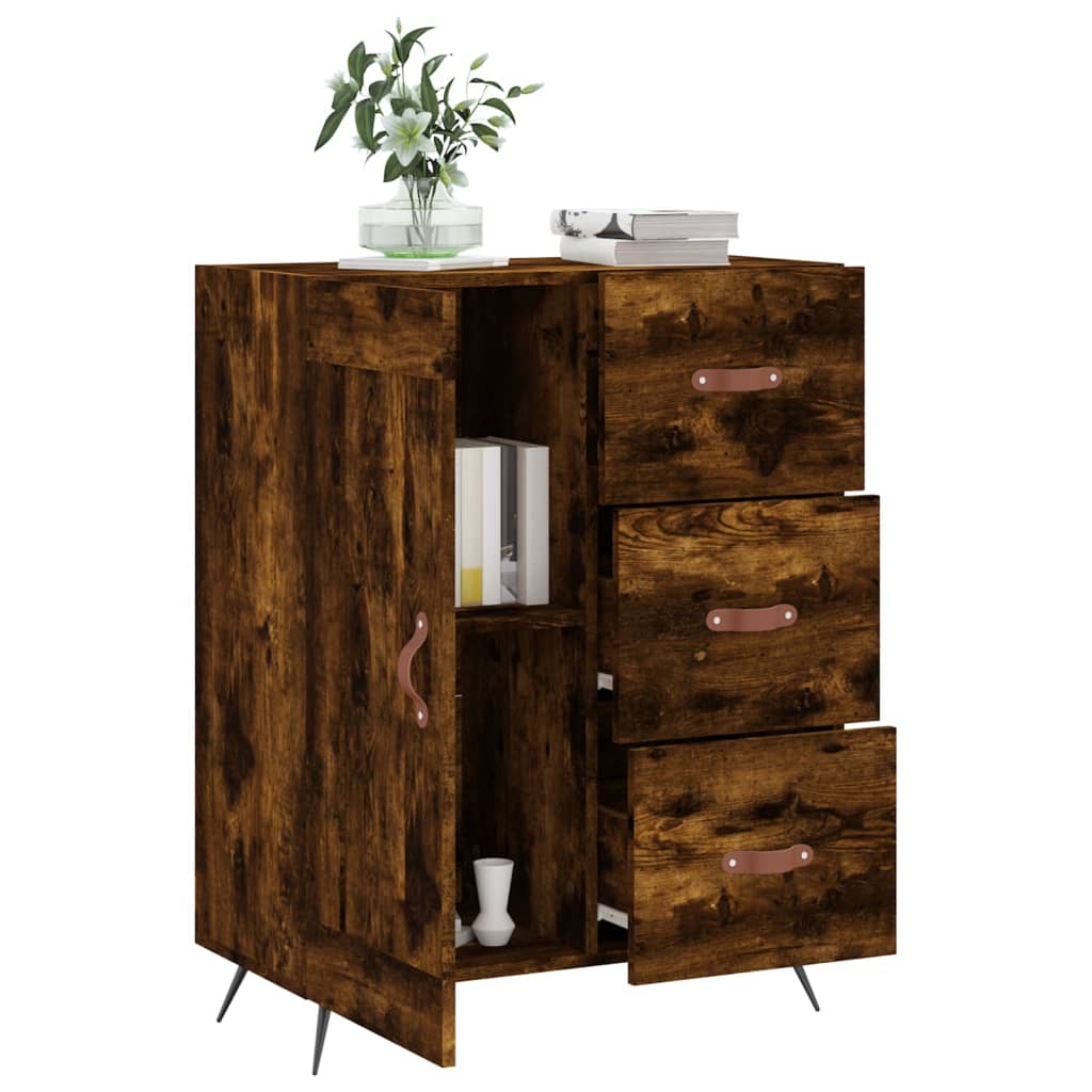 Buffet chêne fumé 69,5x34x90 cm bois d'ingénierie