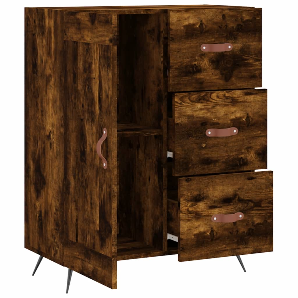 Buffet chêne fumé 69,5x34x90 cm bois d'ingénierie