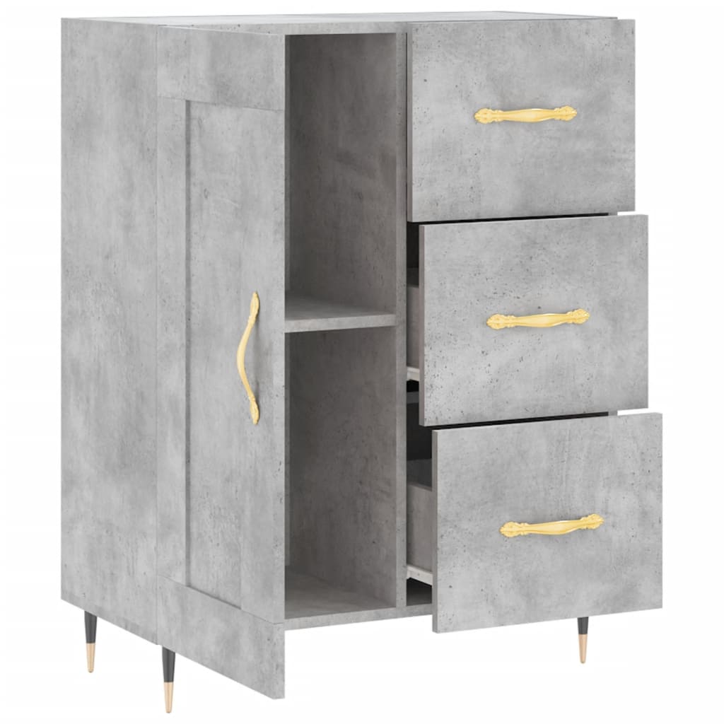 Buffet gris béton 69,5x34x90 cm bois d'ingénierie