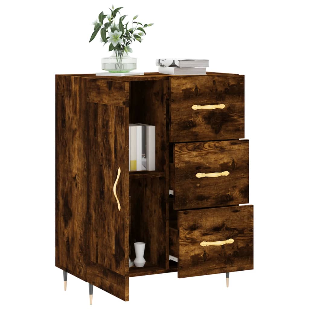 Buffet chêne fumé 69,5x34x90 cm bois d'ingénierie