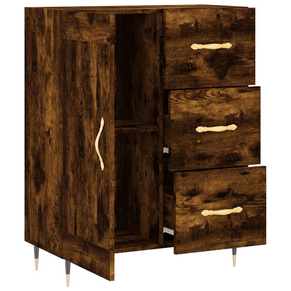 Buffet chêne fumé 69,5x34x90 cm bois d'ingénierie