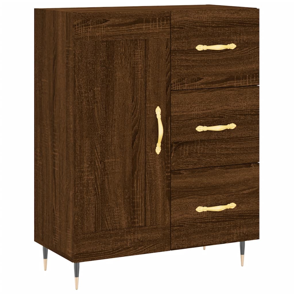 Buffet chêne marron 69,5x34x90 cm bois d'ingénierie