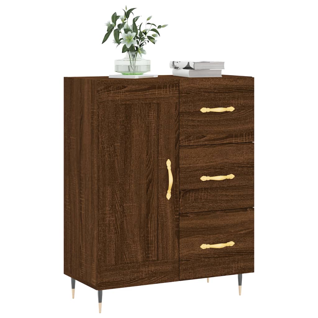 Buffet chêne marron 69,5x34x90 cm bois d'ingénierie