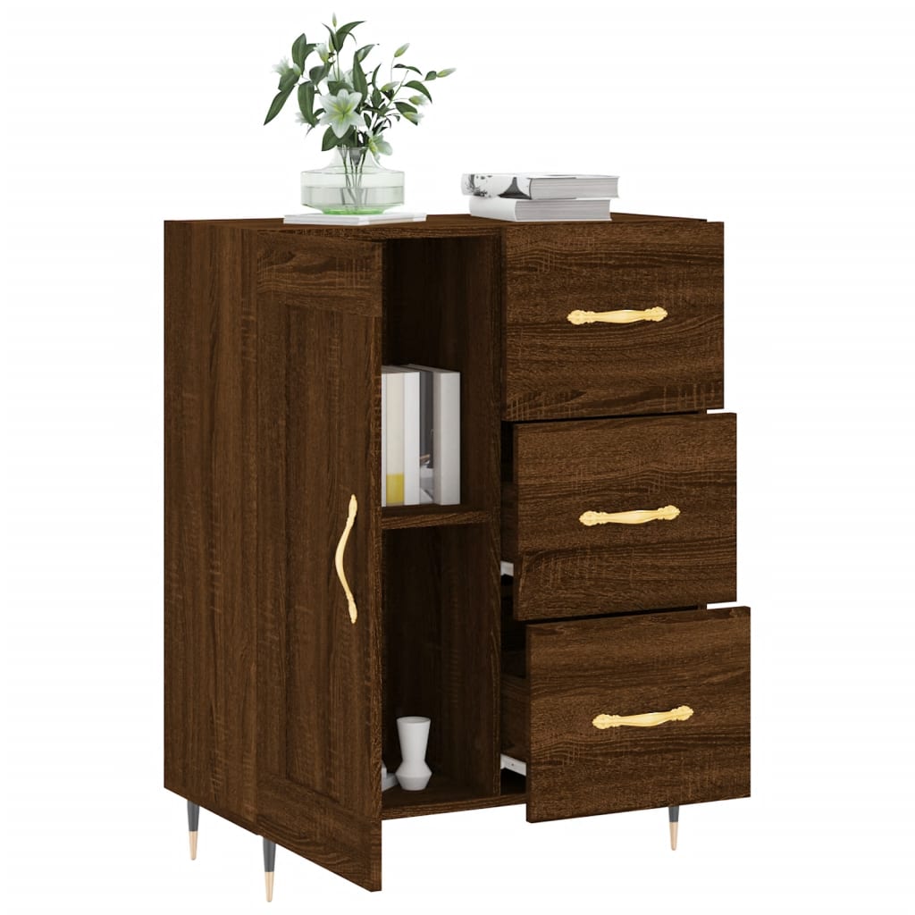 Buffet chêne marron 69,5x34x90 cm bois d'ingénierie