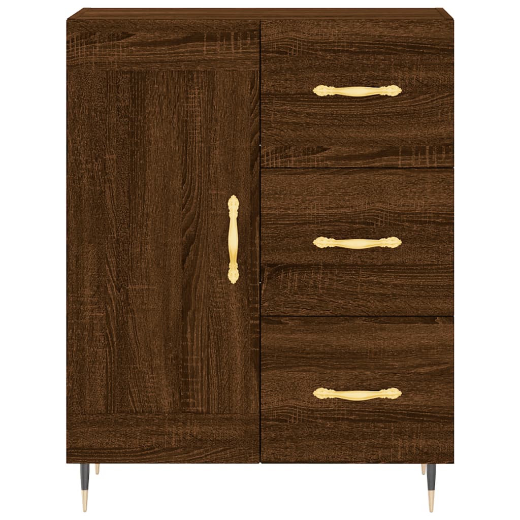 Buffet chêne marron 69,5x34x90 cm bois d'ingénierie