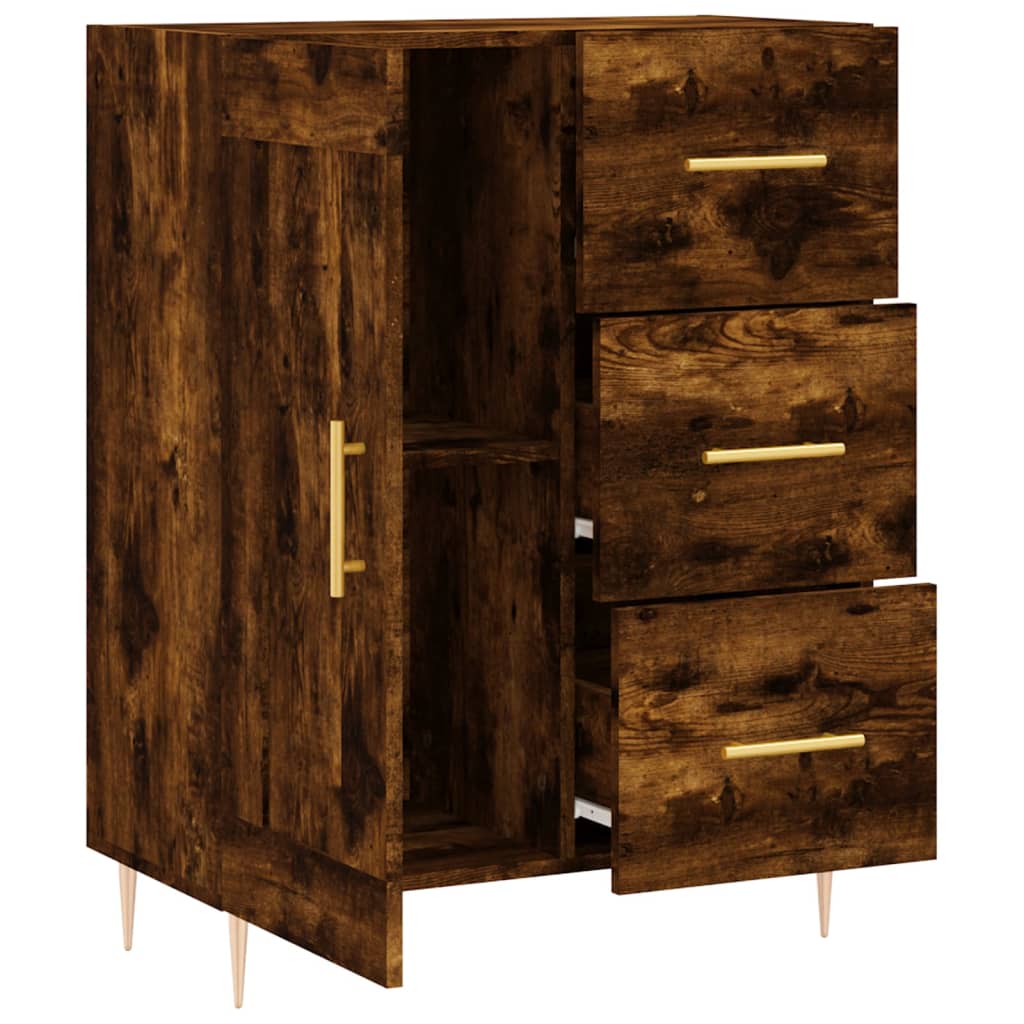 Buffet chêne fumé 69,5x34x90 cm bois d'ingénierie