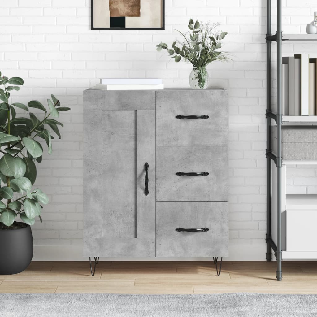 Concrete gray sideboard 69.5x34x90 cm engineered wood