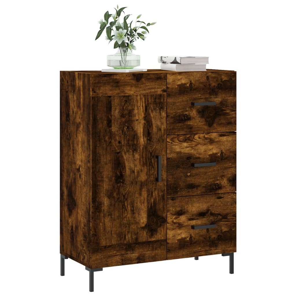 Buffet chêne fumé 69,5x34x90 cm bois d'ingénierie