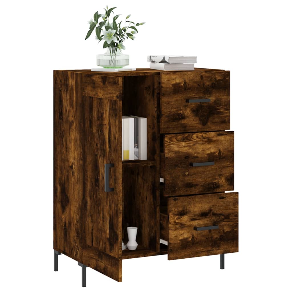 Buffet chêne fumé 69,5x34x90 cm bois d'ingénierie