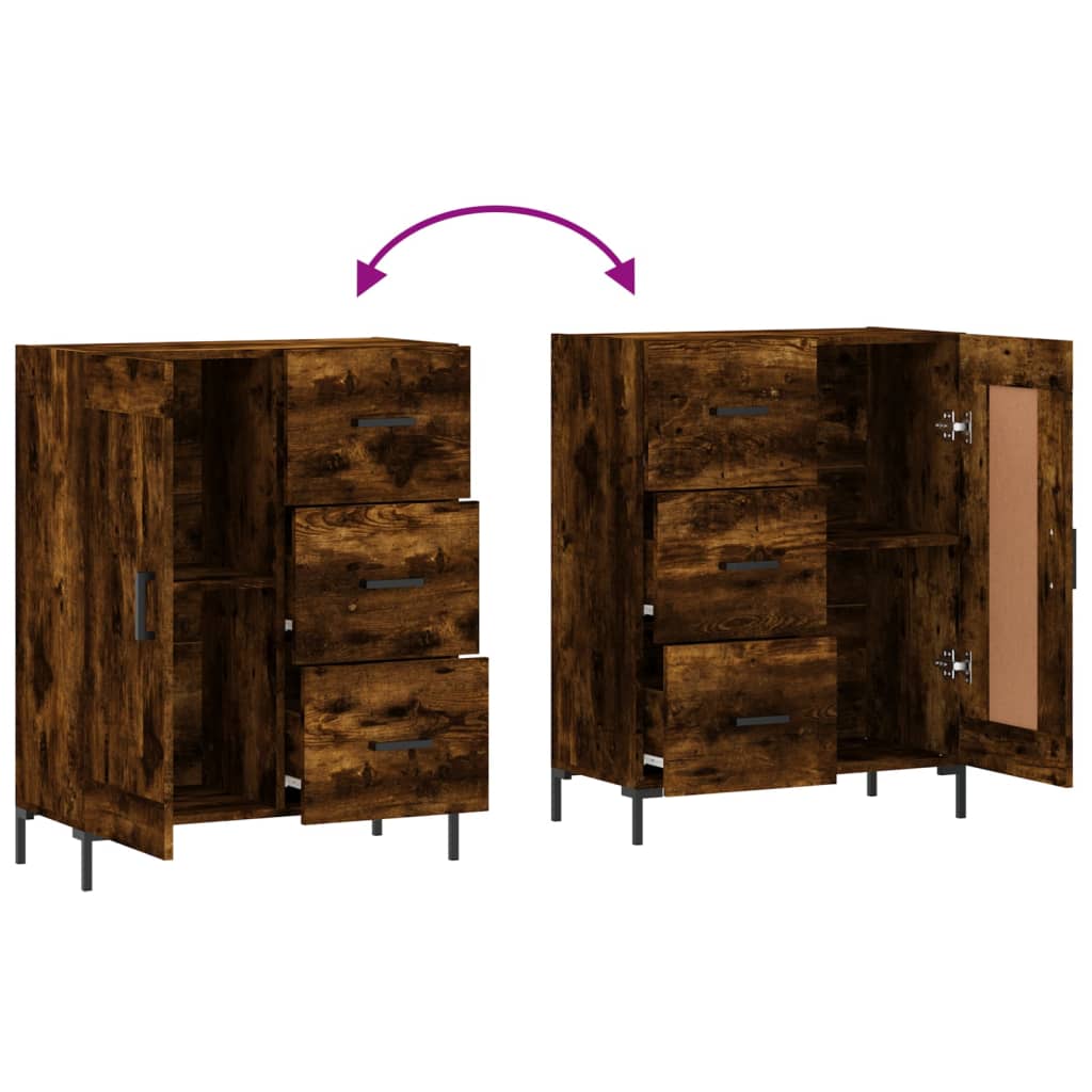 Buffet chêne fumé 69,5x34x90 cm bois d'ingénierie