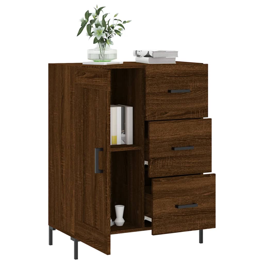 Buffet chêne marron 69,5x34x90 cm bois d'ingénierie