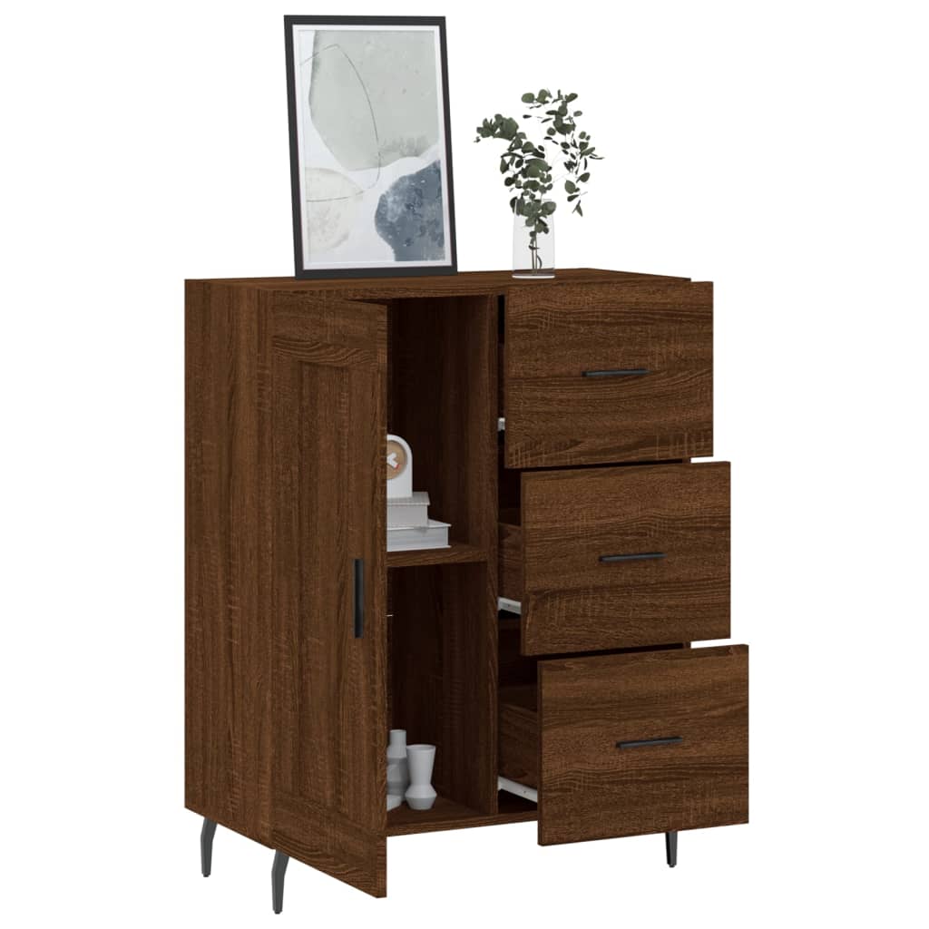 Buffet chêne marron 69,5x34x90 cm bois d'ingénierie