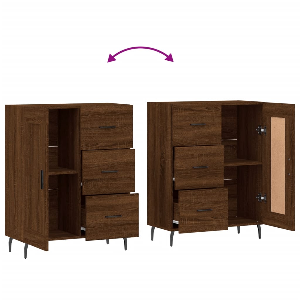 Buffet chêne marron 69,5x34x90 cm bois d'ingénierie