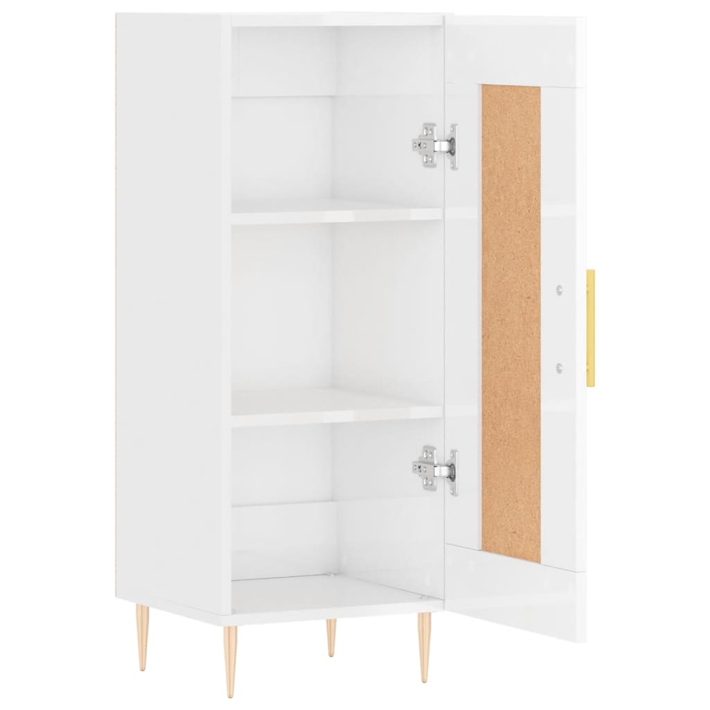 Buffet Blanc brillant 34,5x34x90 cm Bois d'ingénierie