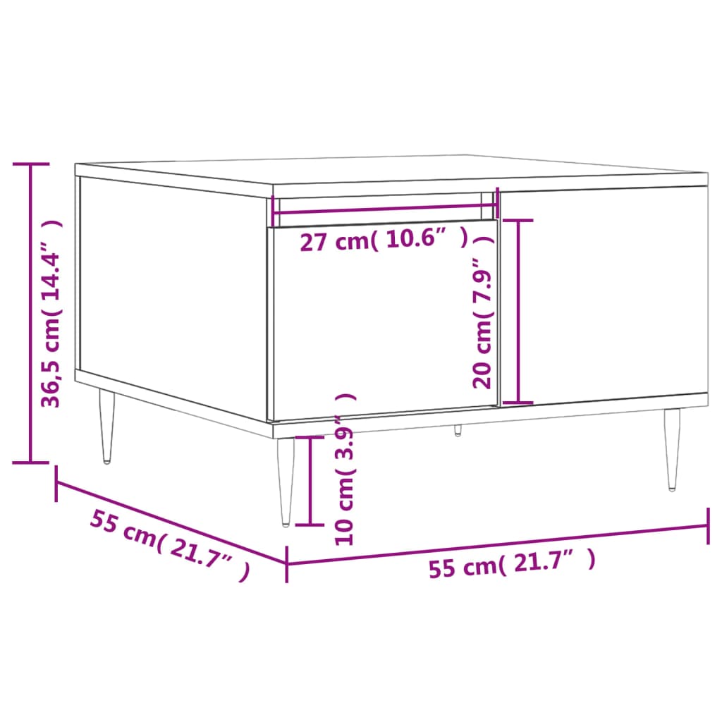 Table basse noir 55x55x36,5 cm bois d'ingénierie