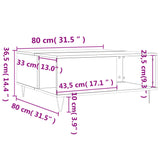 Table basse chêne sonoma 80x80x36,5 cm bois d'ingénierie