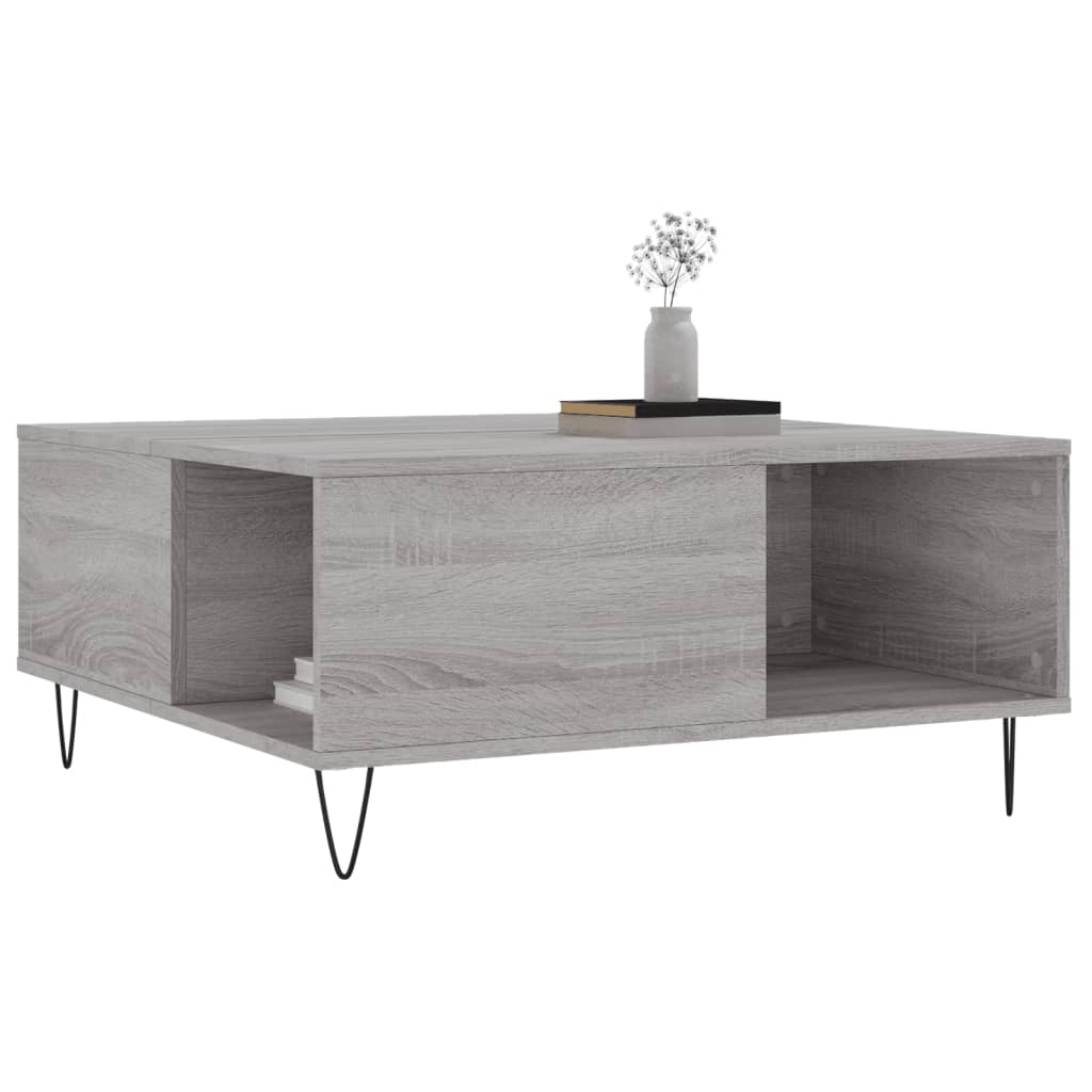 Sonoma grauer Couchtisch 80x80x36,5 cm, Holzwerkstoff