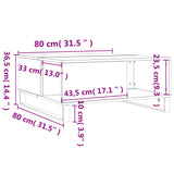 Table basse chêne fumé 80x80x36,5 cm bois d'ingénierie