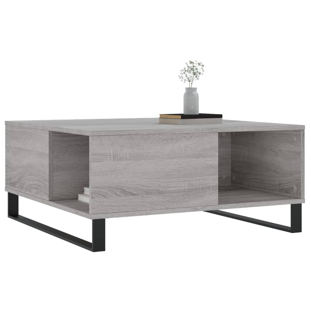 Sonoma grauer Couchtisch 80x80x36,5 cm, Holzwerkstoff