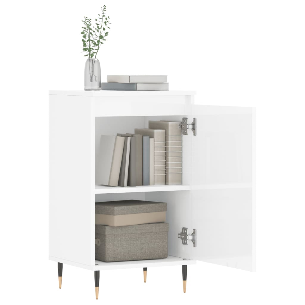 Buffets 2 pcs blanc brillant 40x35x70 cm bois d'ingénierie