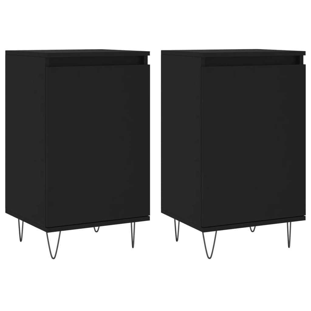 Buffets 2 pcs noir 40x35x70 cm bois d’ingénierie