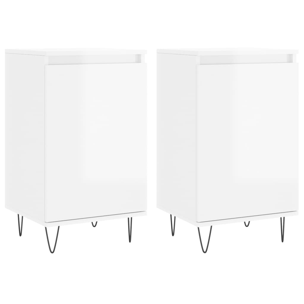 Buffets 2 pcs blanc brillant 40x35x70 cm bois d'ingénierie