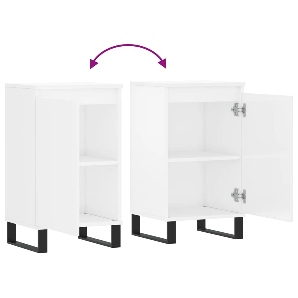 Buffets 2 pcs blanc brillant 40x35x70 cm bois d'ingénierie