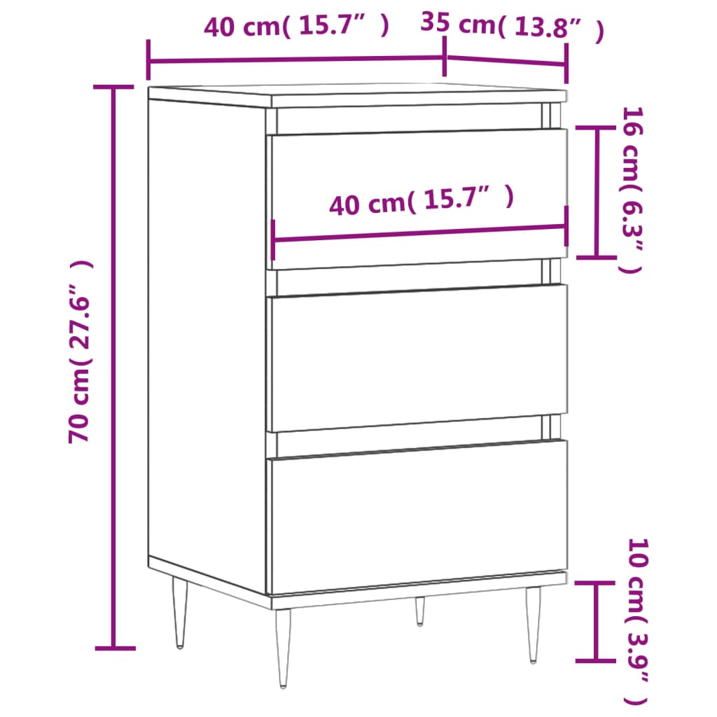 Buffet blanc 40x35x70 cm bois d’ingénierie