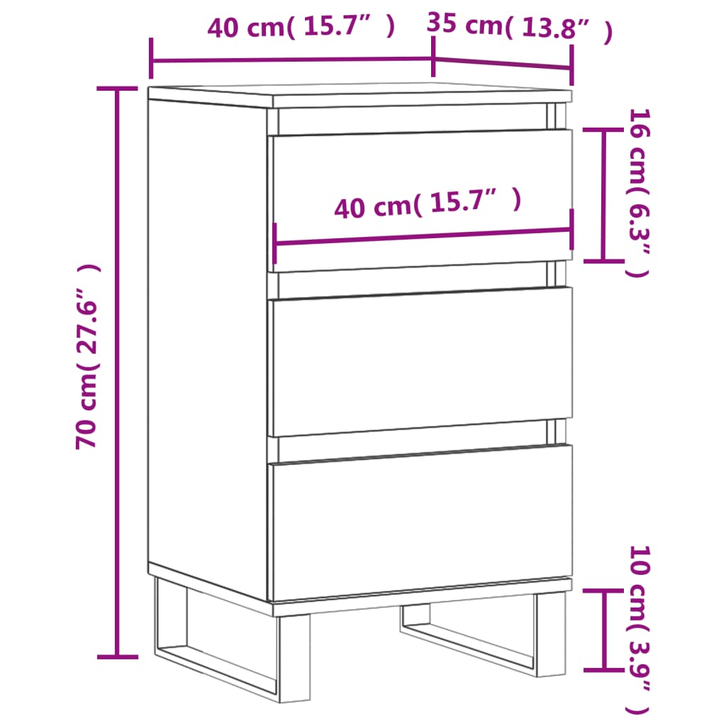 Buffet blanc brillant 40x35x70 cm bois d'ingénierie