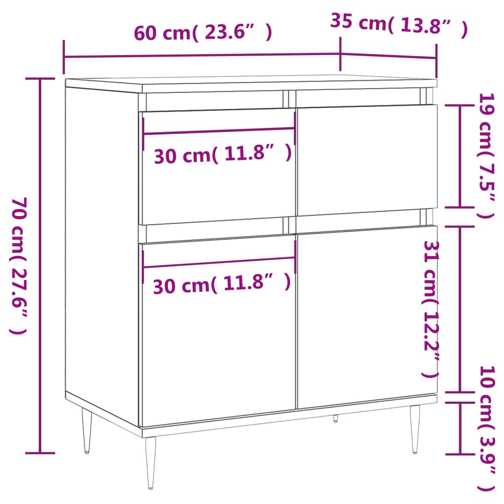 Buffet Blanc 60x35x70 cm Bois d'ingénierie