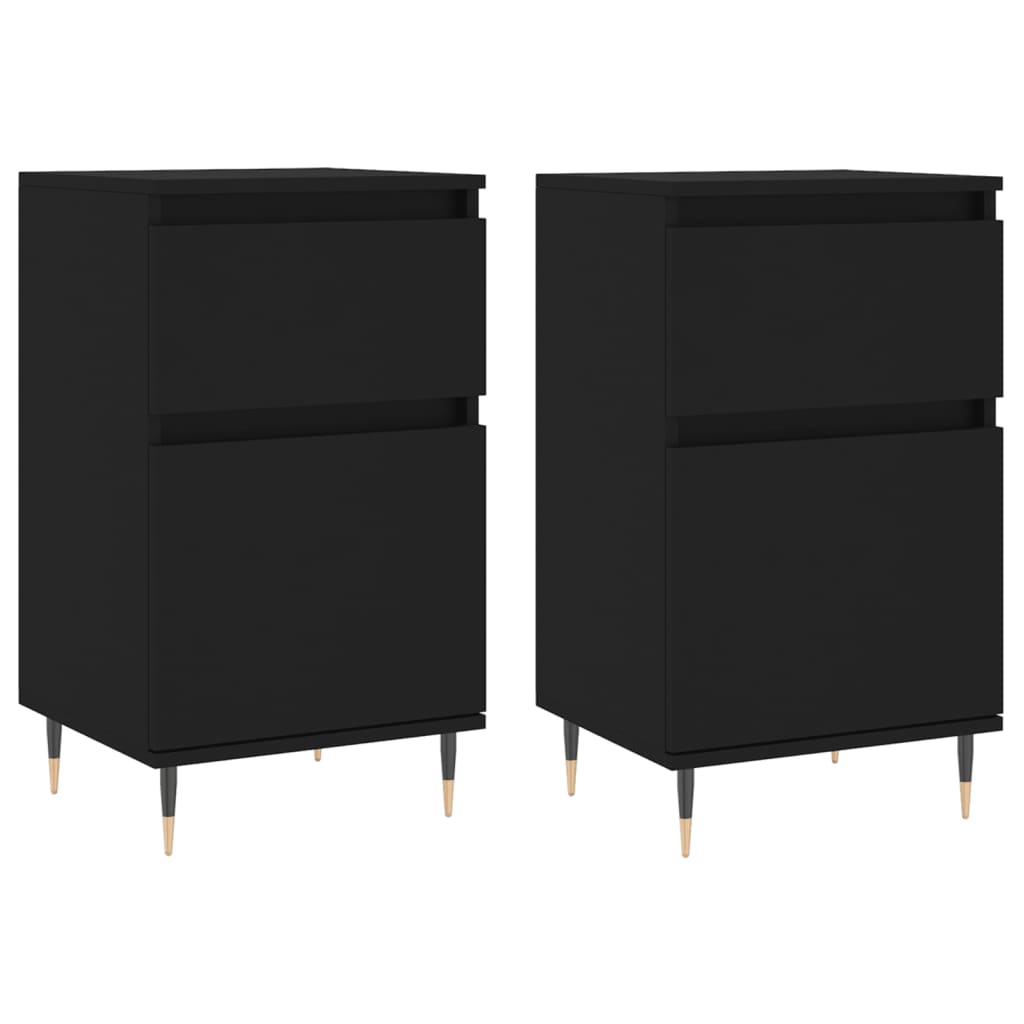 Buffets 2 pcs noir 40x35x70 cm bois d’ingénierie