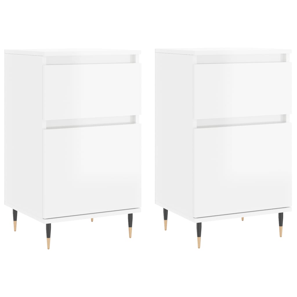 Sideboards 2 pcs white glossy 40x35x70 cm engineered wood