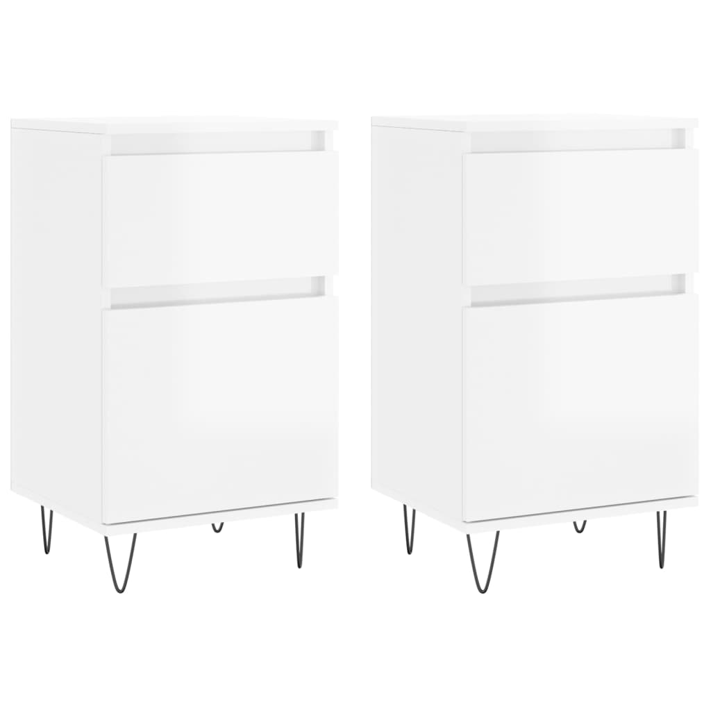 Buffets 2 pcs blanc brillant 40x35x70 cm bois d'ingénierie