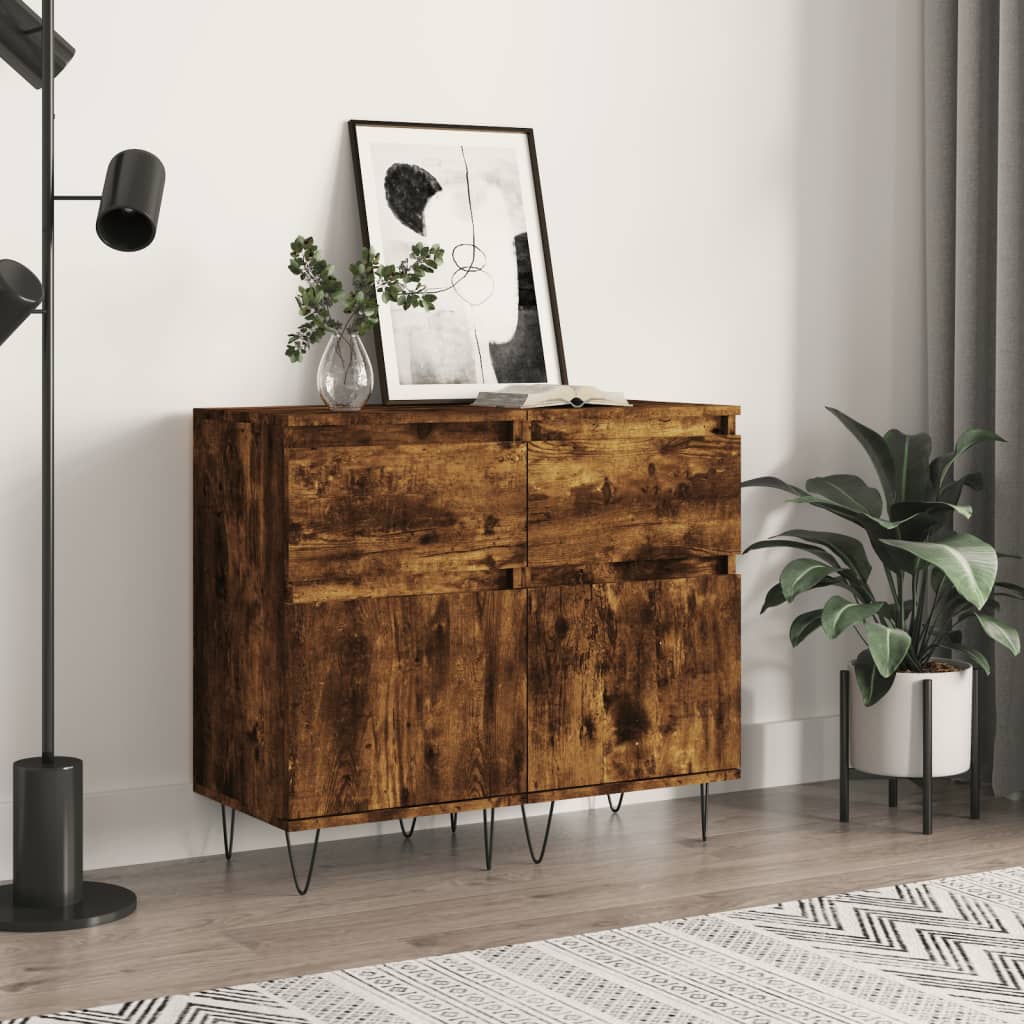 Sideboards 2 Stück Räuchereiche 40x35x70 cm Holzwerkstoff