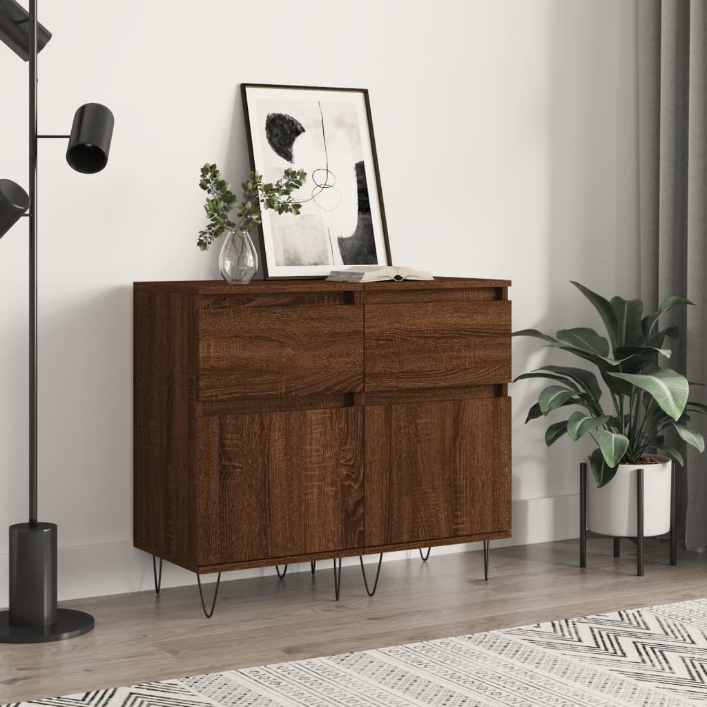 Sideboards 2 pcs oak brown 40x35x70 cm engineered wood