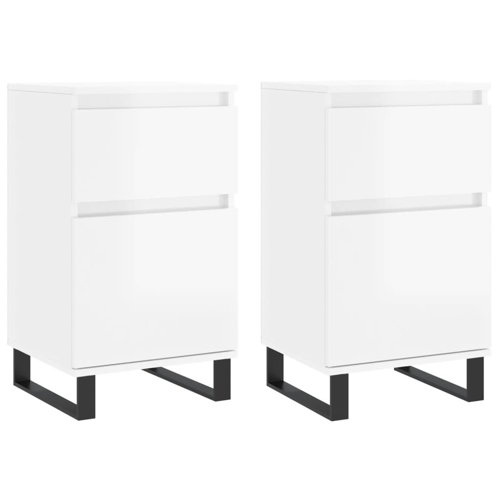 Buffets 2 pcs blanc brillant 40x35x70 cm bois d'ingénierie