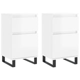 Buffets 2 pcs blanc brillant 40x35x70 cm bois d'ingénierie