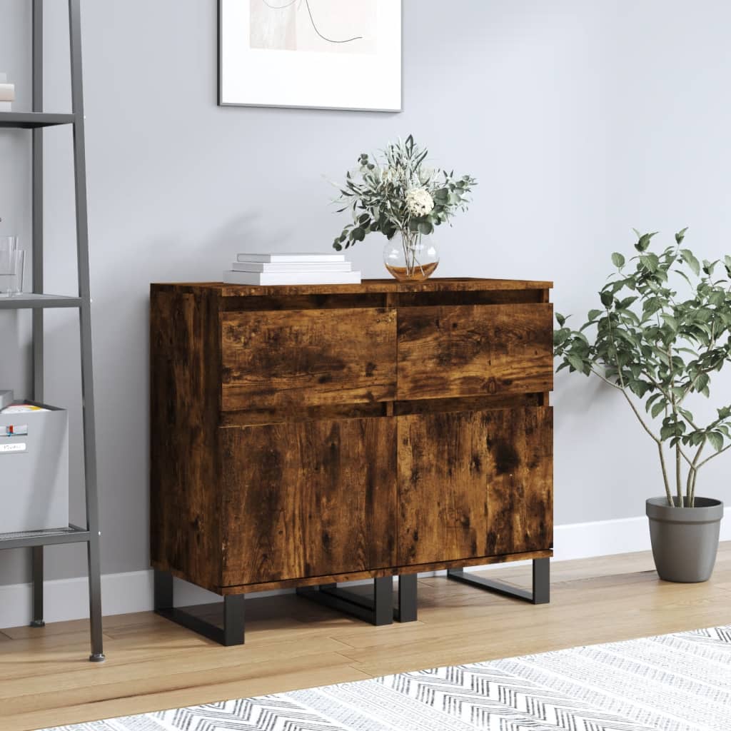 Sideboards 2 pcs smoked oak 40x35x70 cm engineered wood