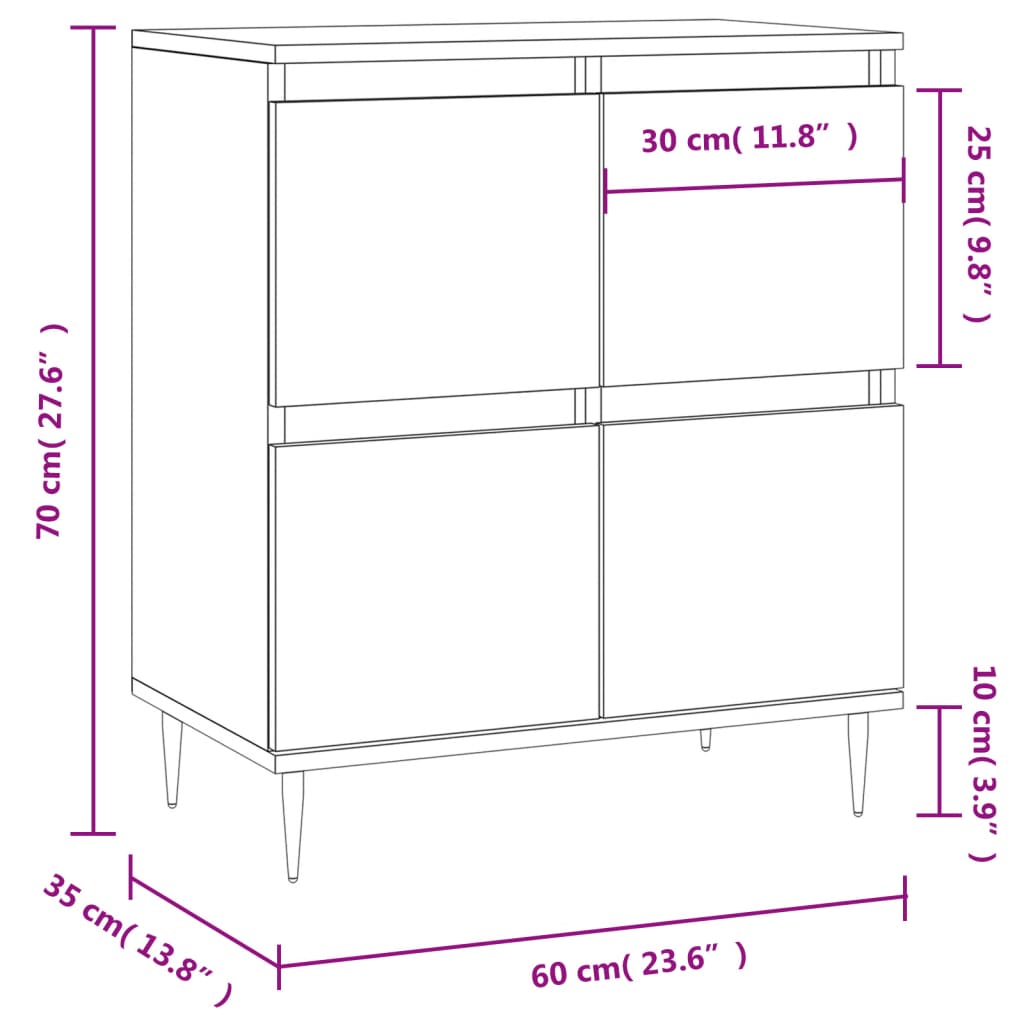 Buffet Noir 60x35x70 cm Bois d'ingénierie