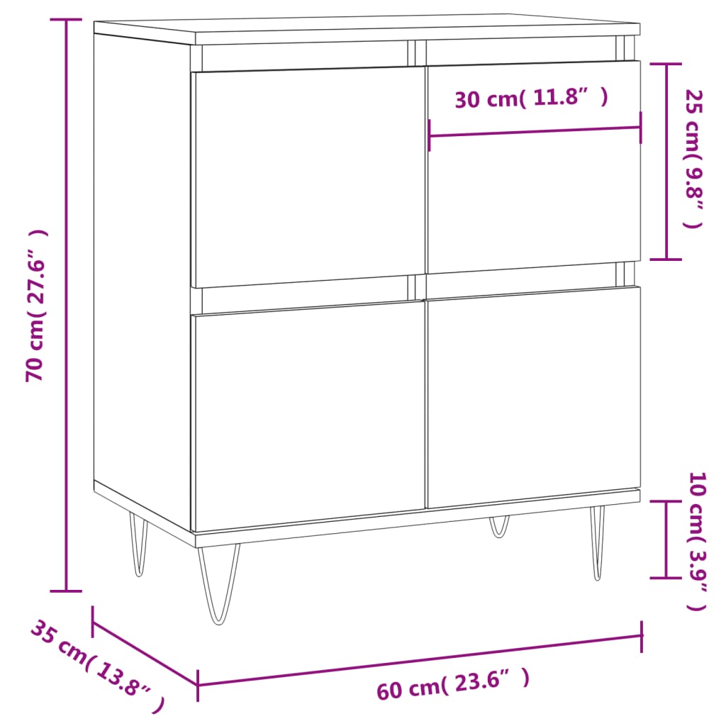 Buffet Blanc 60x35x70 cm Bois d'ingénierie