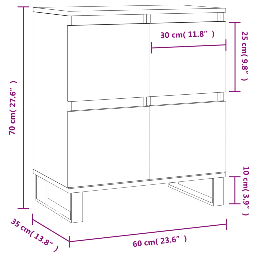 Buffet Blanc 60x35x70 cm Bois d'ingénierie