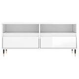 Meuble TV blanc brillant 100x34,5x44,5 cm bois d'ingénierie