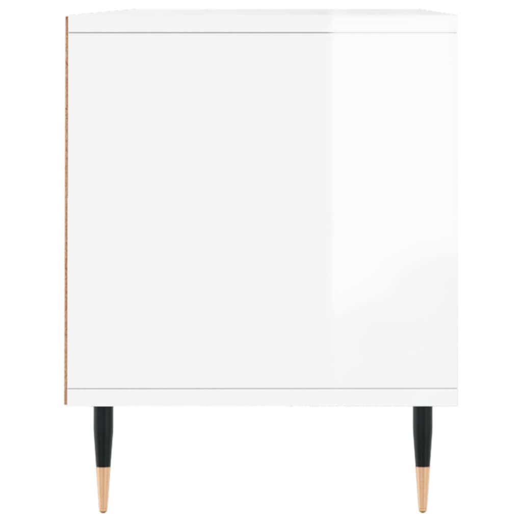 Meuble TV blanc brillant 100x34,5x44,5 cm bois d'ingénierie