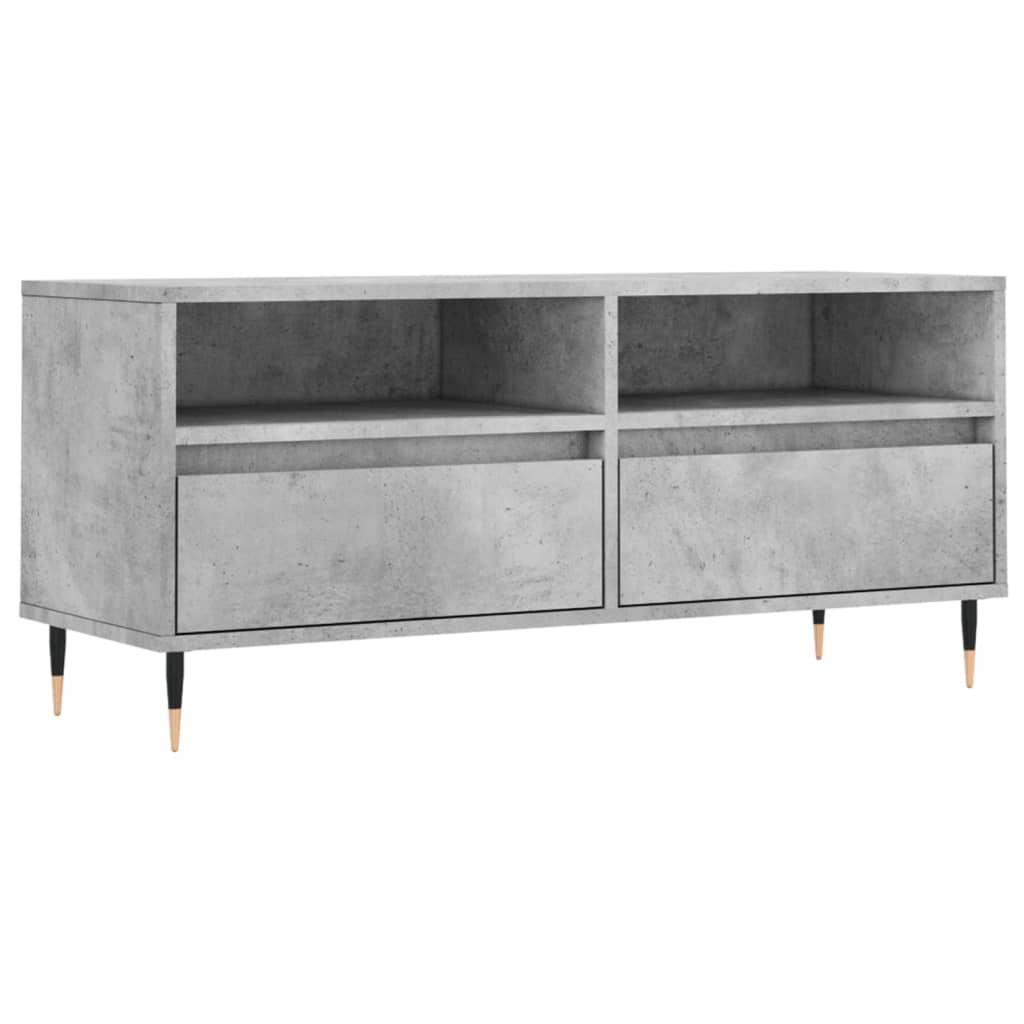 Meuble TV gris béton 100x34,5x44,5 cm bois d'ingénierie